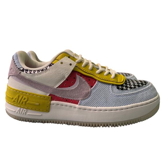 Nike Air Force 1 Shadow DM8076-100 Patchwork Yellow Red Size 9 Women’s - Picture 3 of 11